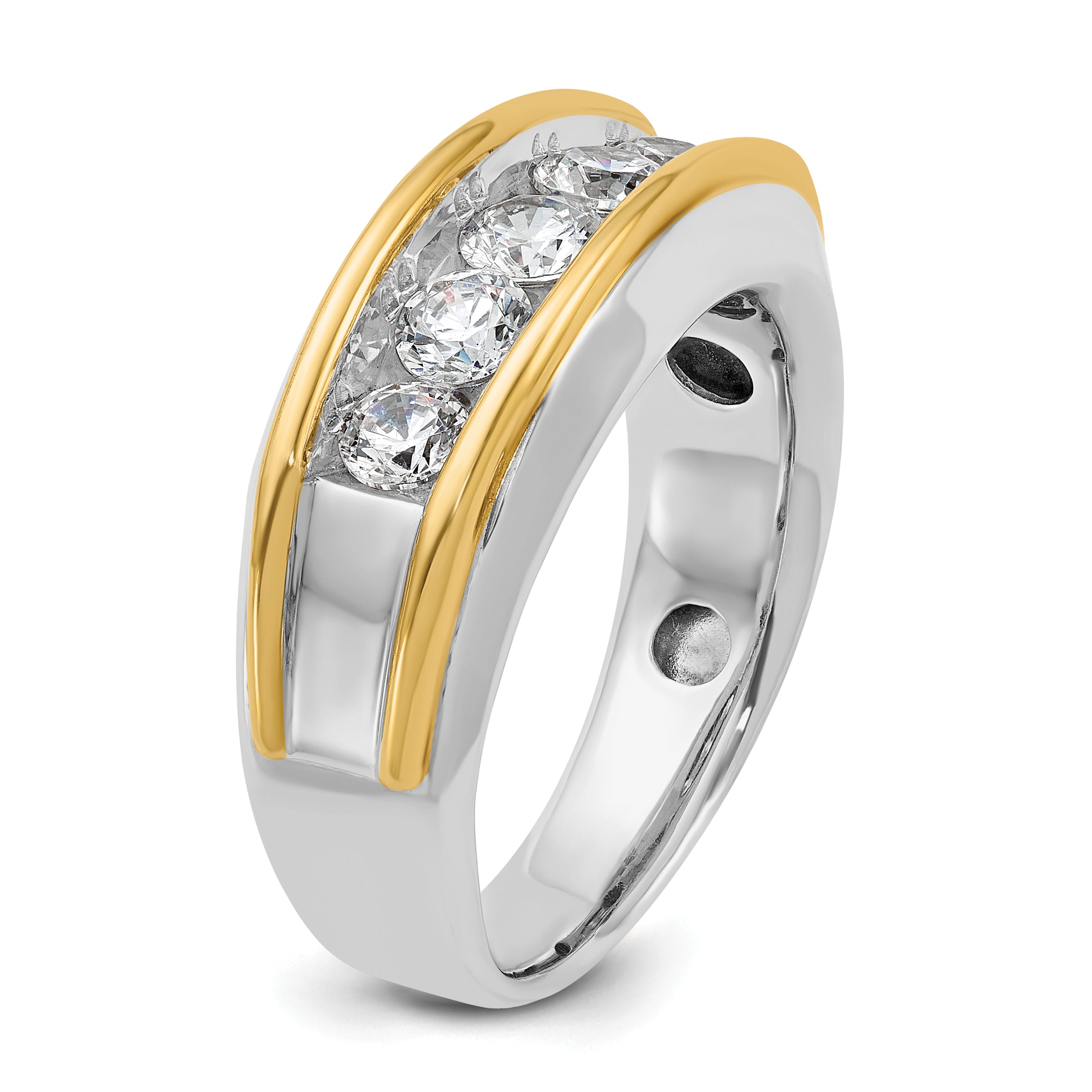 10k Two-tone Men's Polished 5-Stone 1 Carat A Quality Diamond Ring