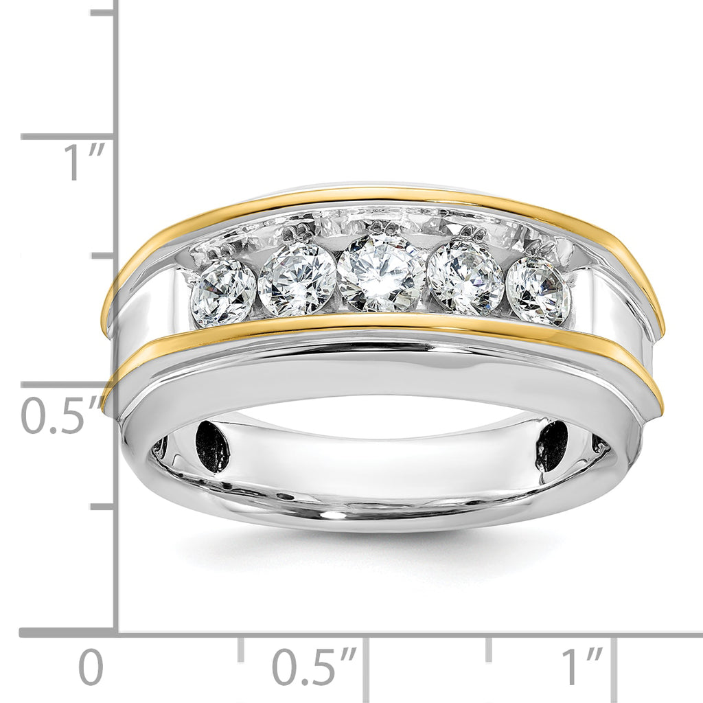 10k Two-tone Men's Polished 5-Stone 1 Carat A Quality Diamond Ring