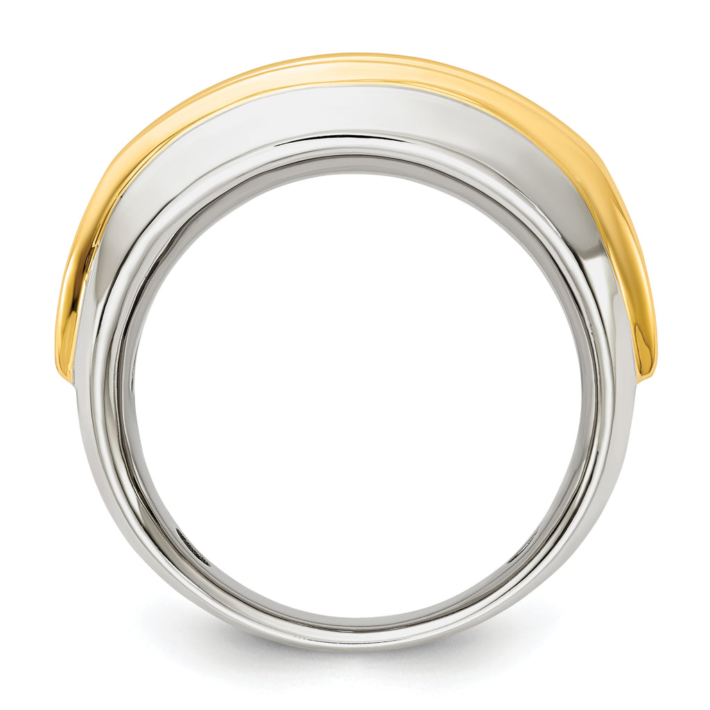 14k Two-tone Mens Polished 5-Stone Channel Ring Mounting, Mounting Only - Sophia Jewelers