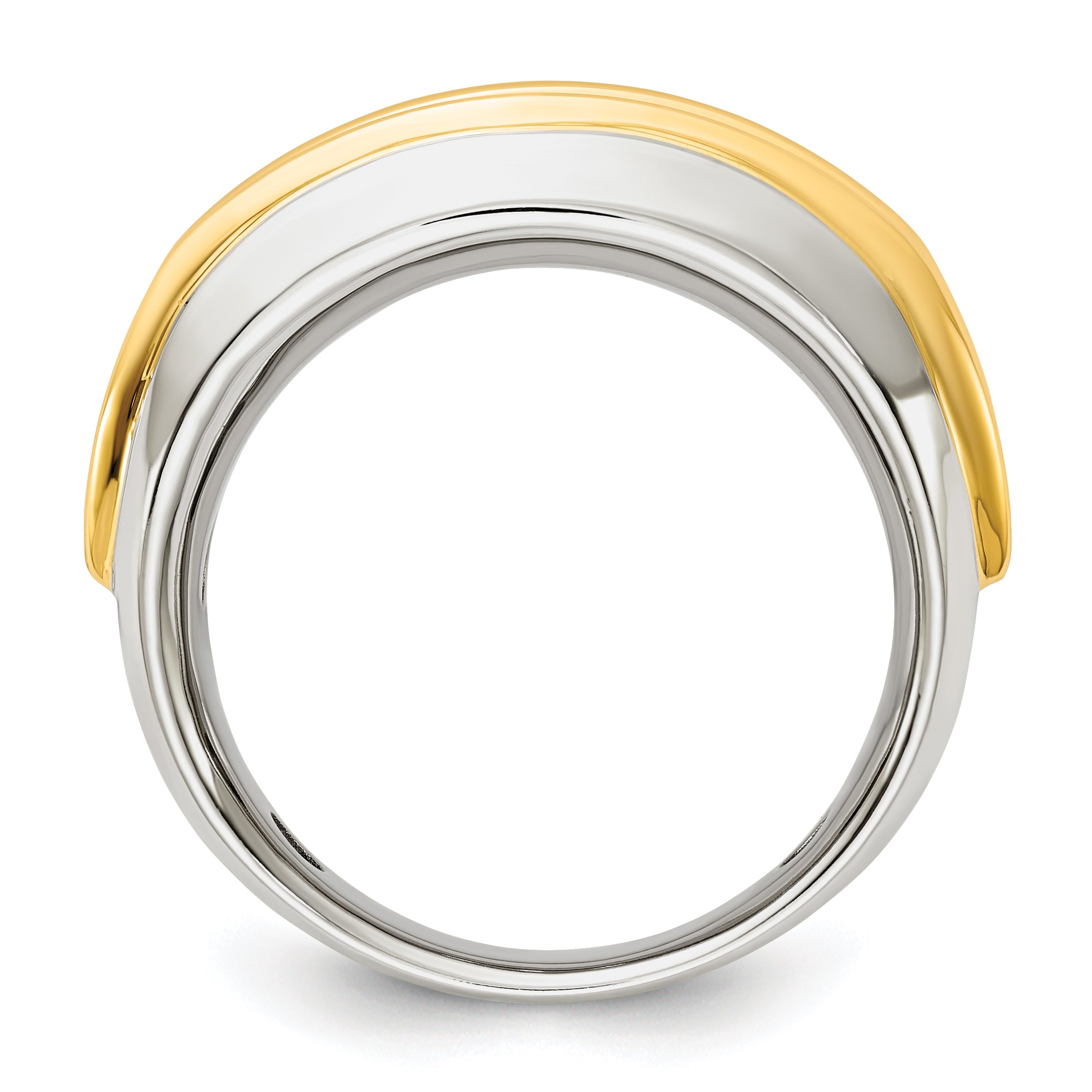 14k Two-tone Mens Polished 5-Stone Channel Ring Mounting, Mounting Only - Sophia Jewelers