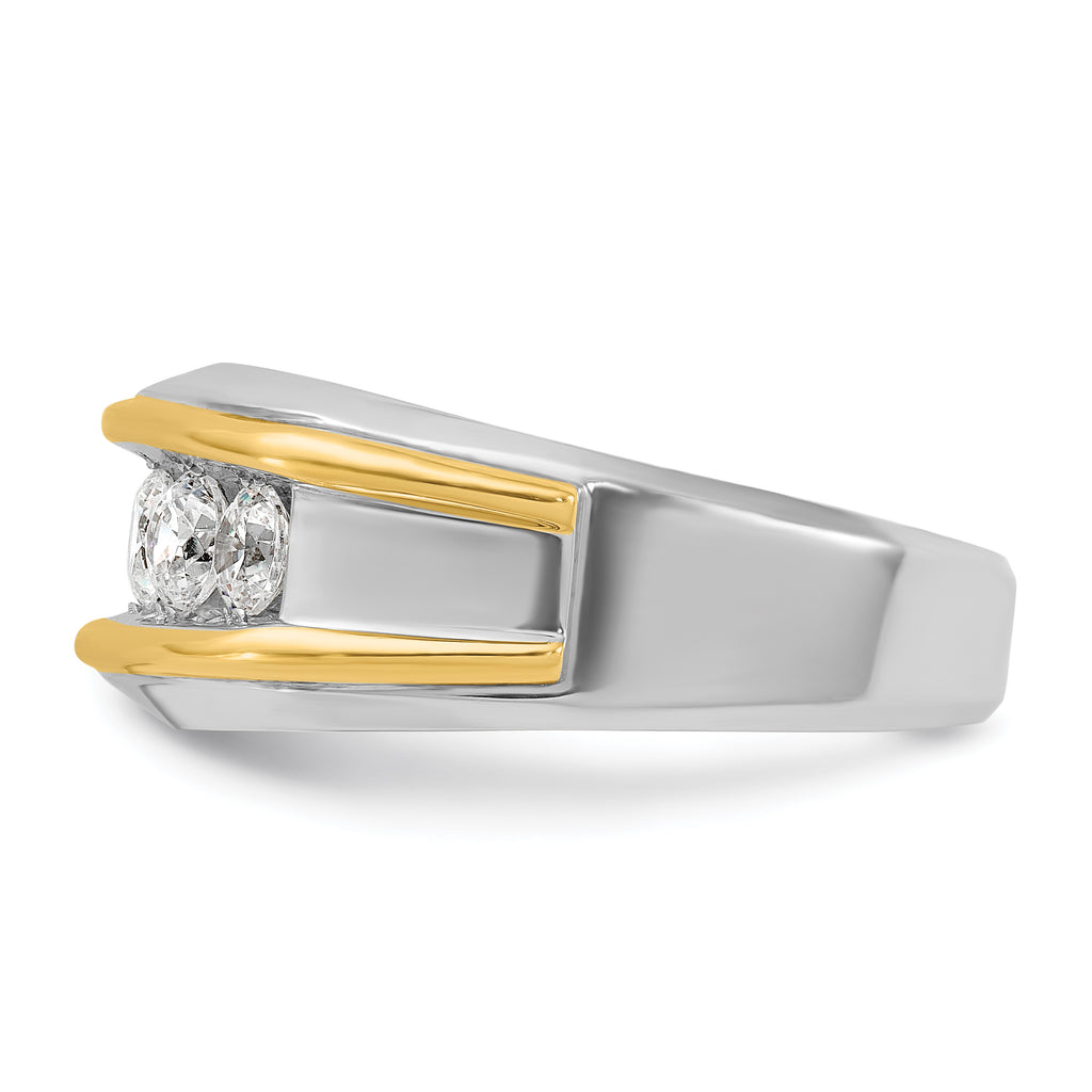 14k Two-tone Men's Polished 5-Stone 1 Carat AA Quality Diamond Ring - Sophia Jewelers