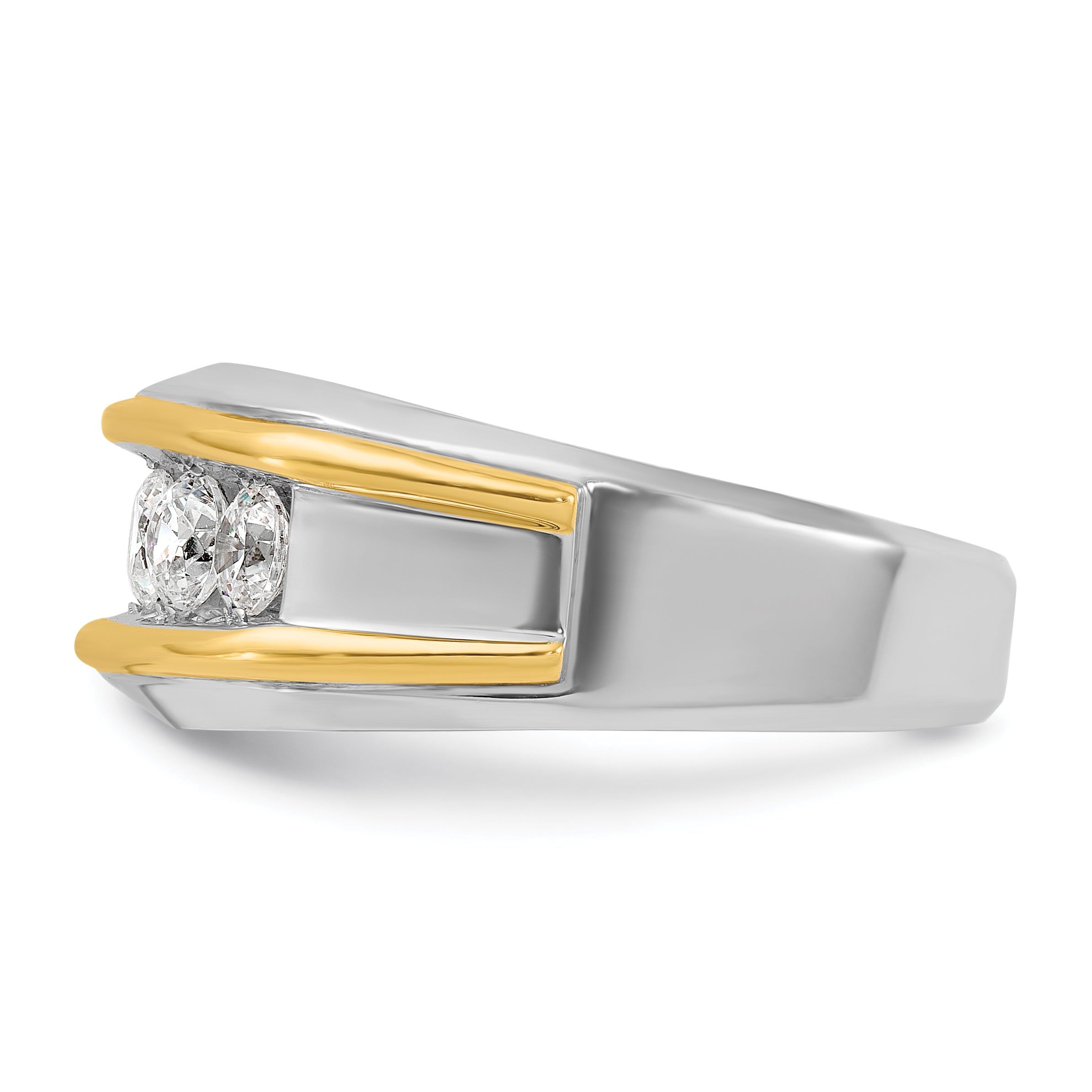 14k Two-tone Men's Polished 5-Stone 1 Carat AA Quality Diamond Ring - Sophia Jewelers