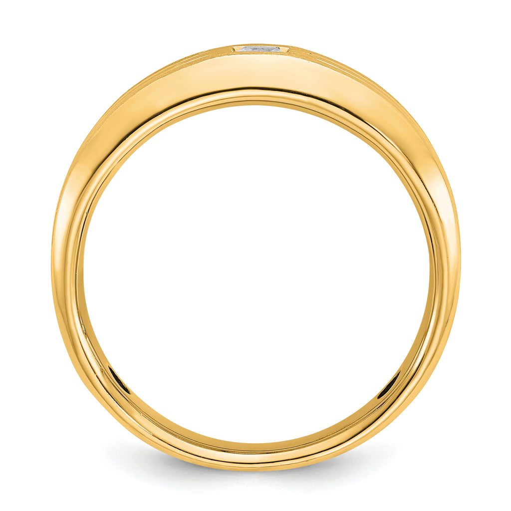 10k Men's Polished and Satin Diamond Complete Ring