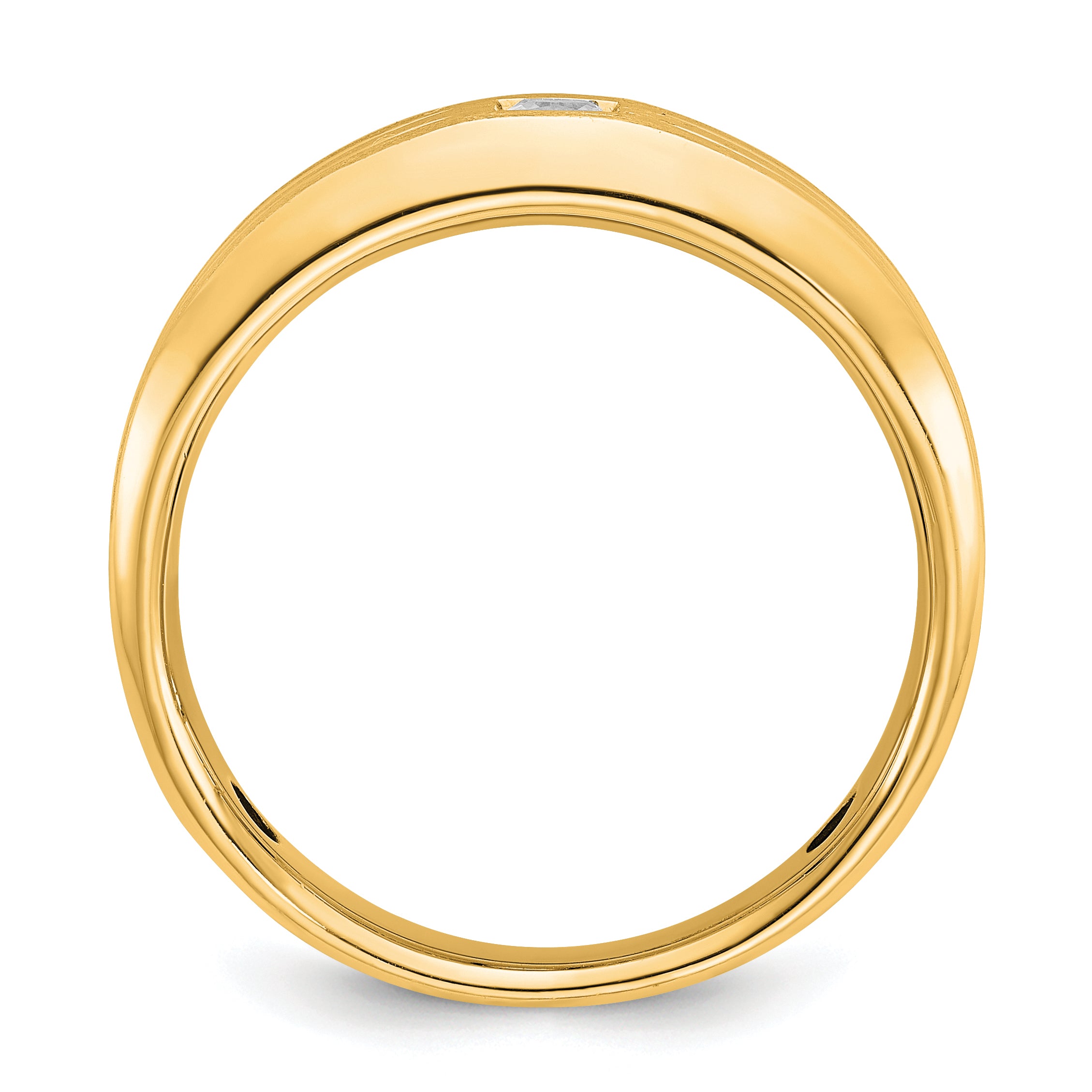 10k Men's Polished and Satin Diamond Complete Ring
