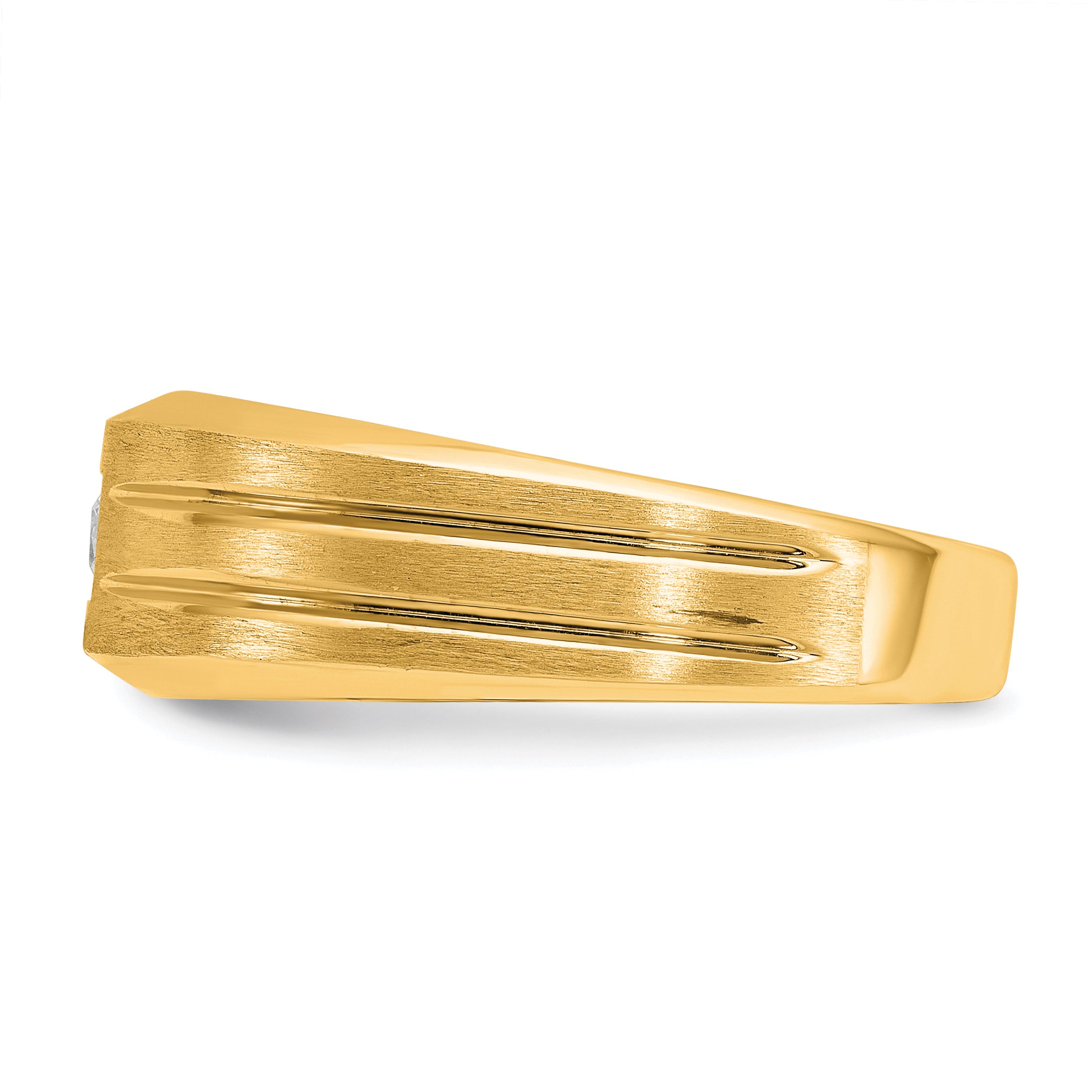 10k Men's Polished and Satin Diamond Complete Ring