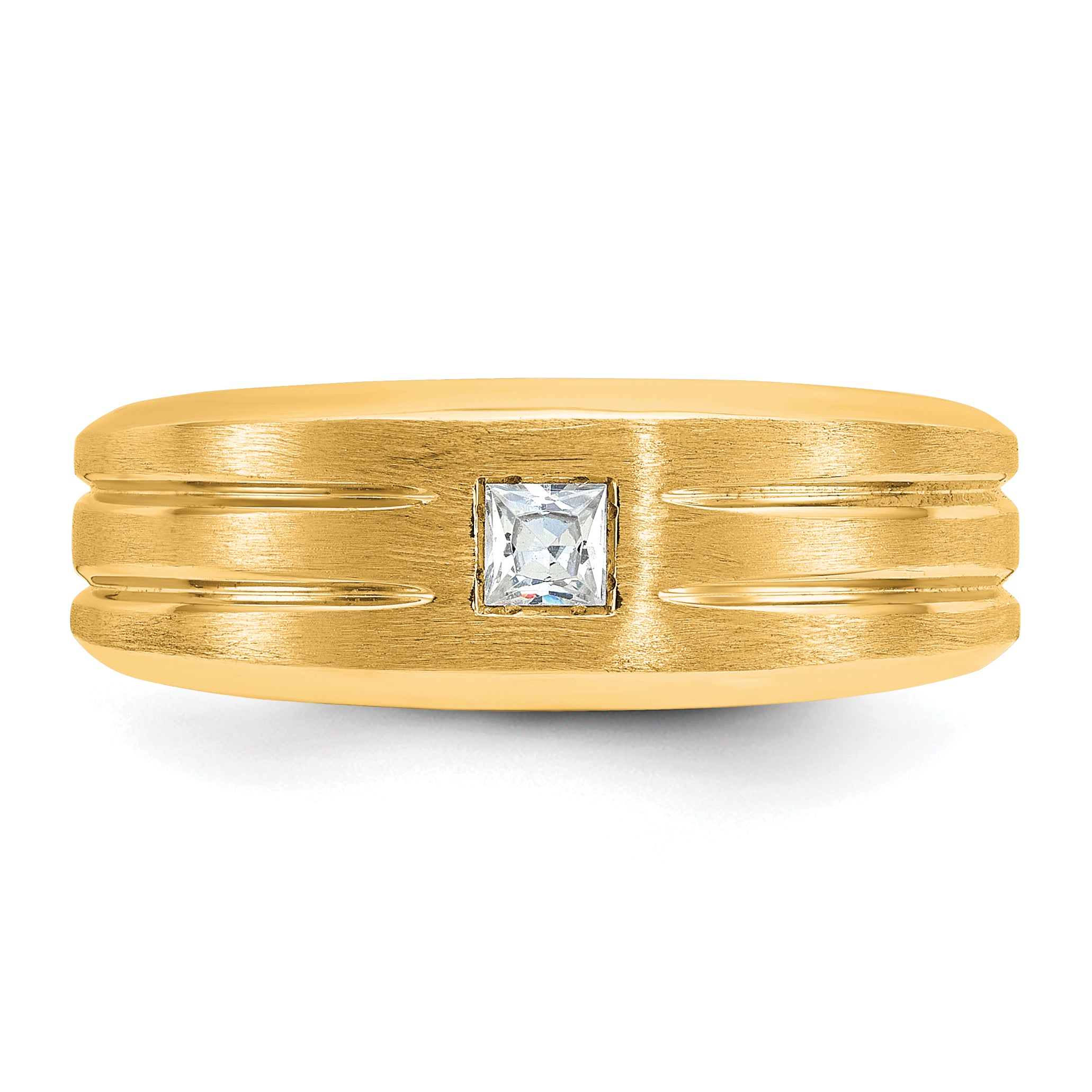 10k Men's Polished and Satin Diamond Complete Ring