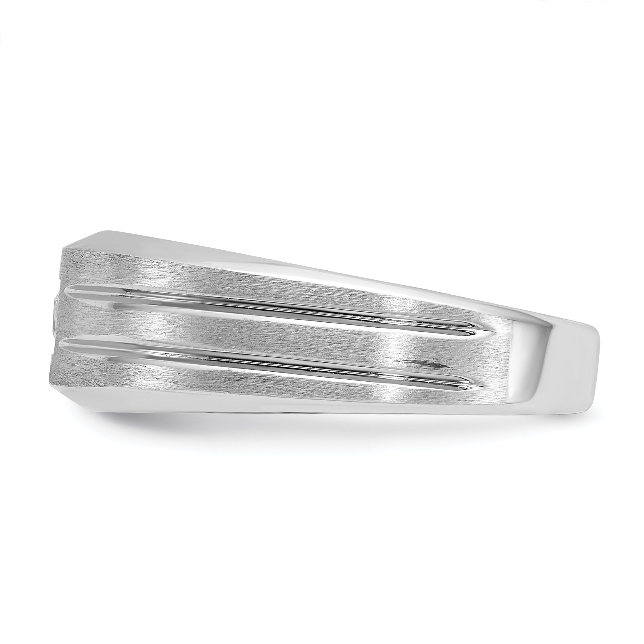14k White Gold Mens Polished and Satin Diamond Ring Mounting, Mounting Only - Sophia Jewelers