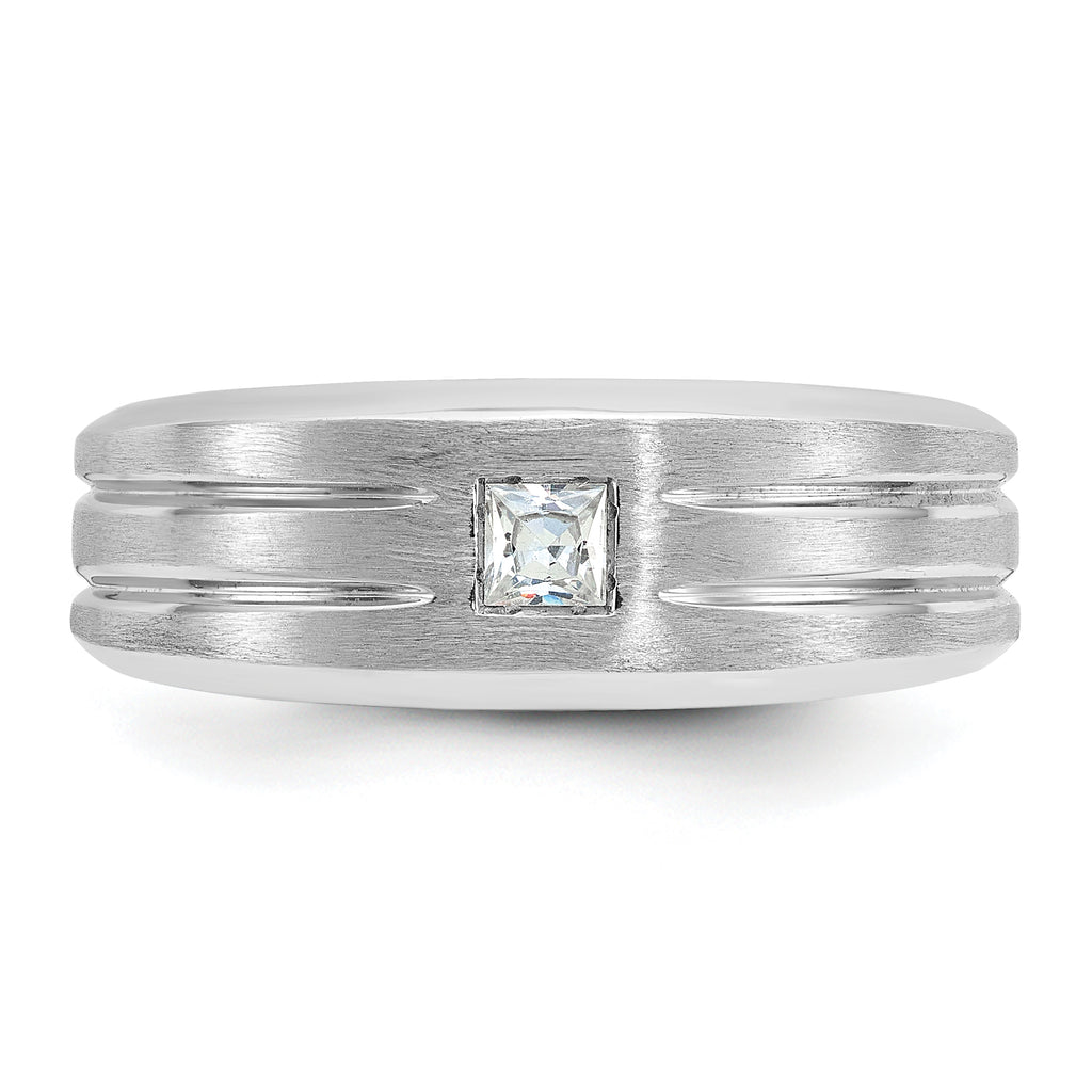 14k White Gold Mens Polished and Satin Diamond Ring Mounting, Mounting Only - Sophia Jewelers