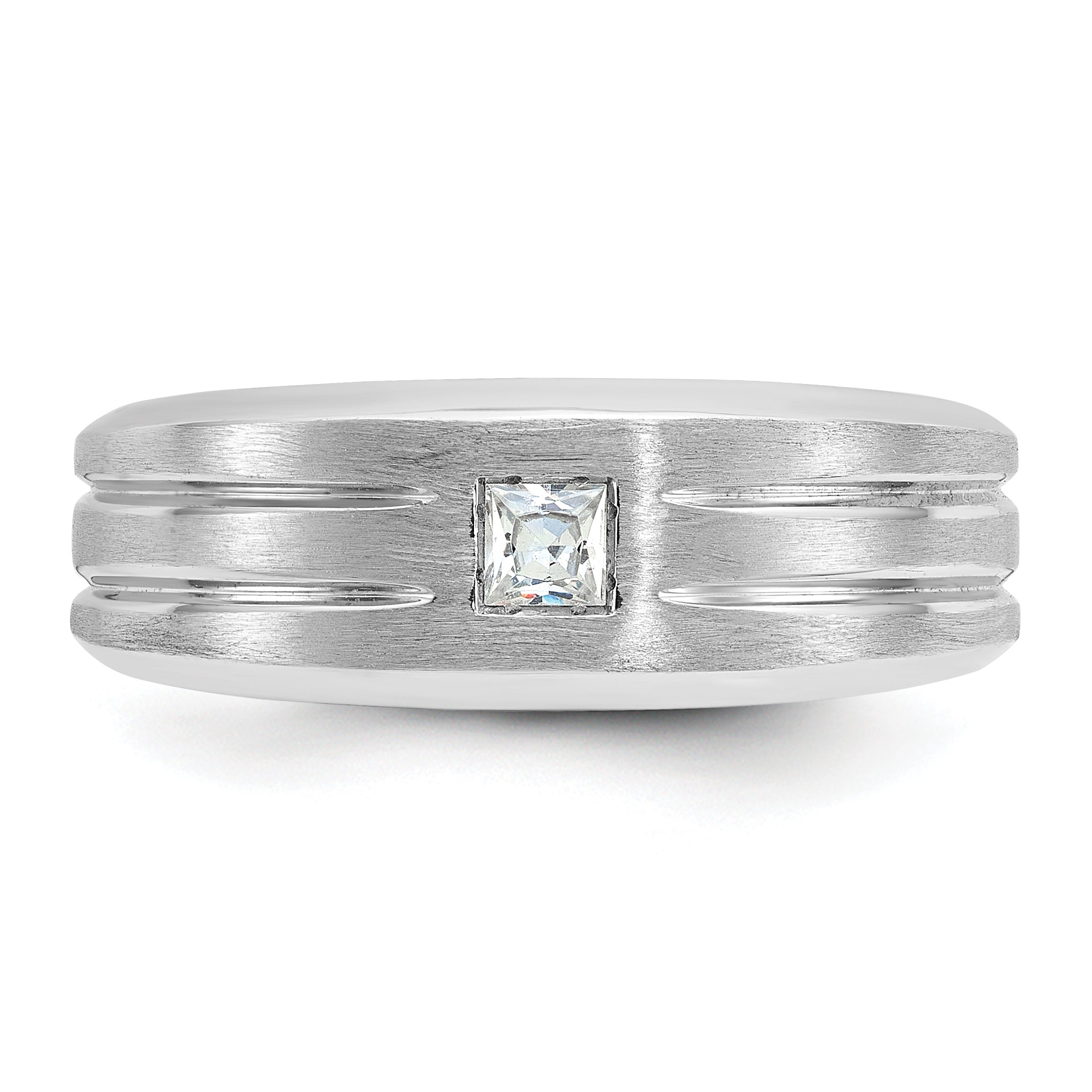 14k White Gold Mens Polished and Satin Diamond Ring Mounting, Mounting Only - Sophia Jewelers