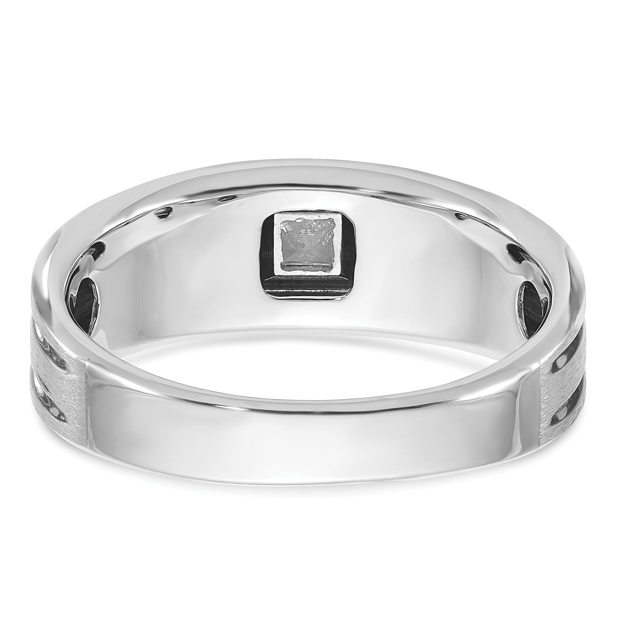 14k White Gold Mens Polished and Satin Diamond Ring Mounting, Mounting Only - Sophia Jewelers