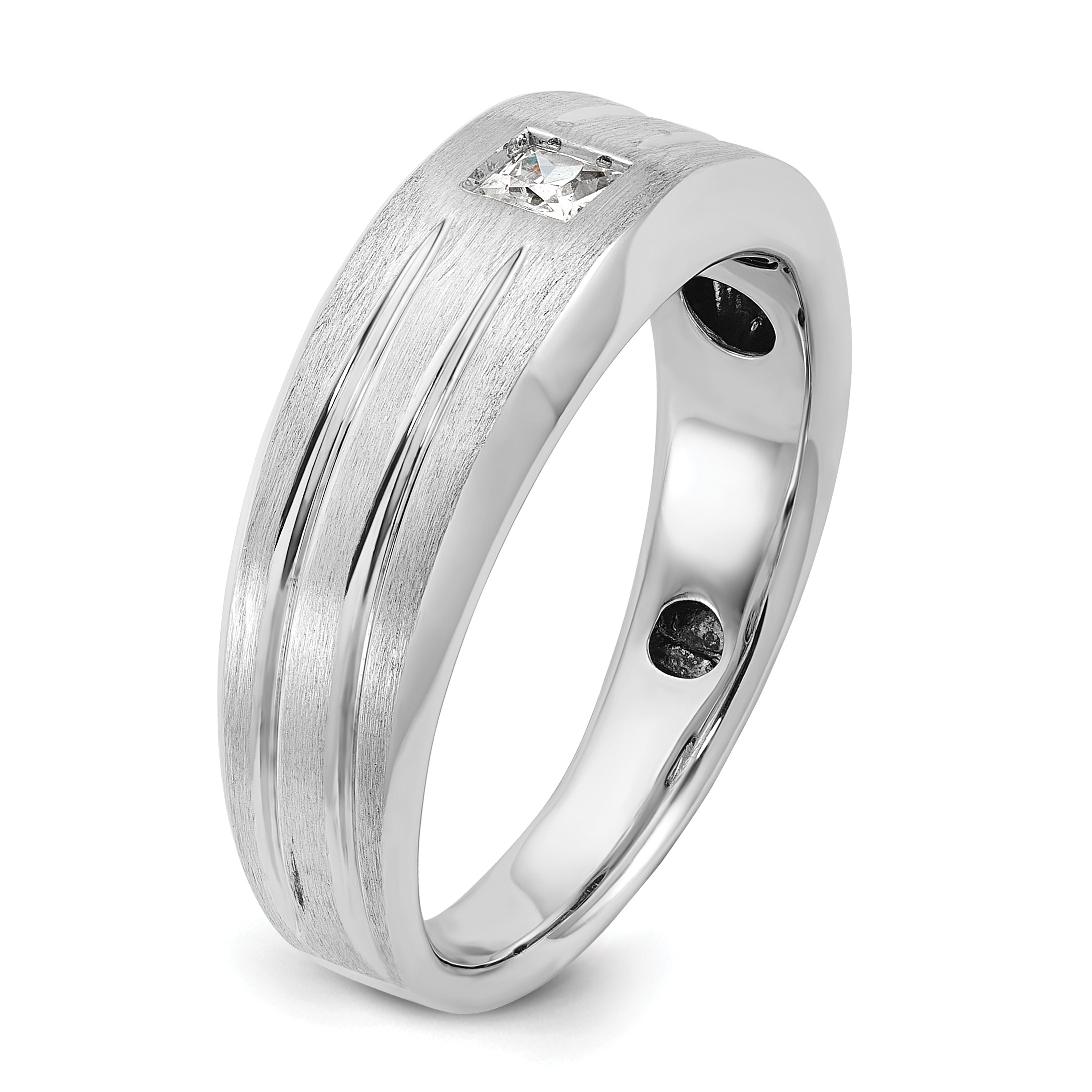 14k White Gold Mens Polished and Satin Diamond Ring Mounting, Mounting Only - Sophia Jewelers
