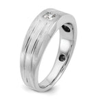 14k White Gold Mens Polished and Satin 1/6 carat Diamond Complete Ring - Sophia Jewelers