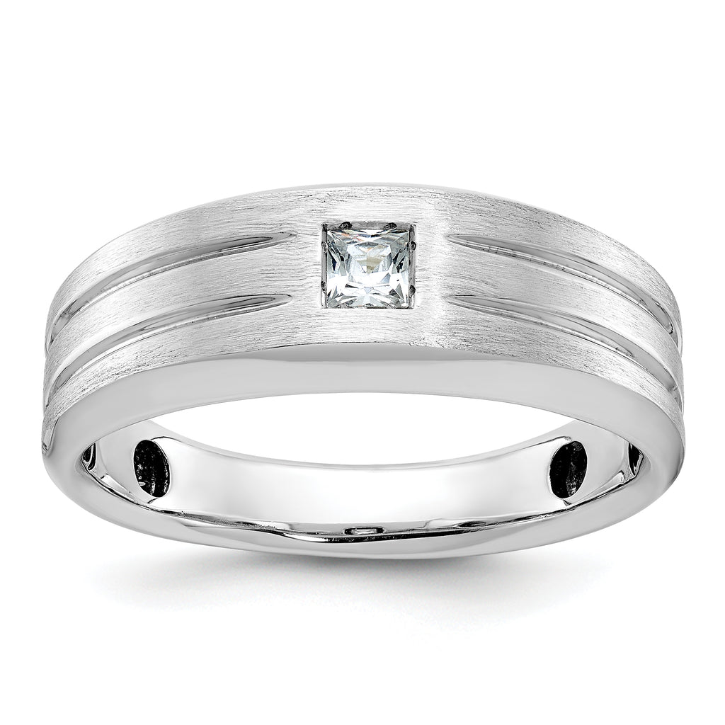14k White Gold Mens Polished and Satin Diamond Ring Mounting, Mounting Only - Sophia Jewelers