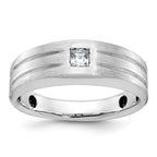 14k White Gold Mens Polished and Satin Diamond Ring Mounting, Mounting Only - Sophia Jewelers