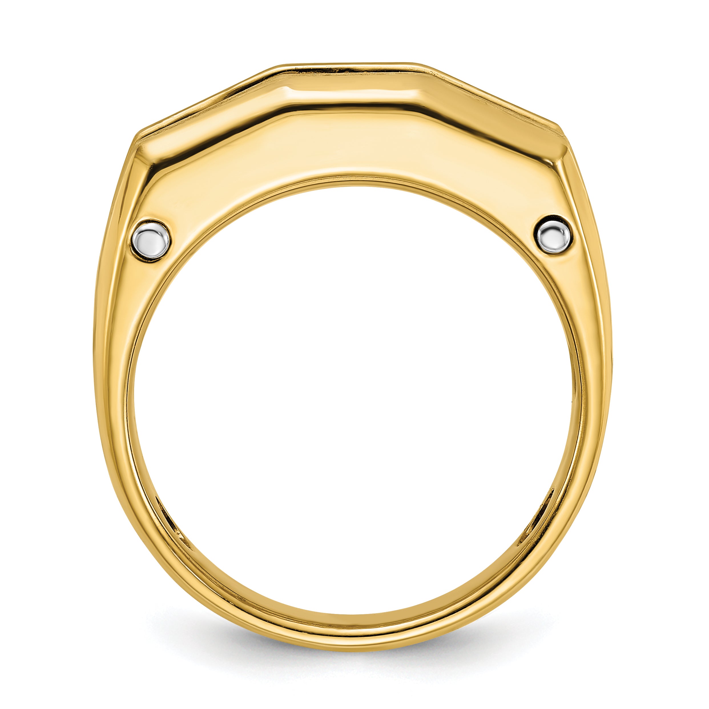 IBGoodman 14k Two-tone Men's Polished and Satin 5-Stone 1 1/5 Carat Lab Grown Diamond Ring Secondary image