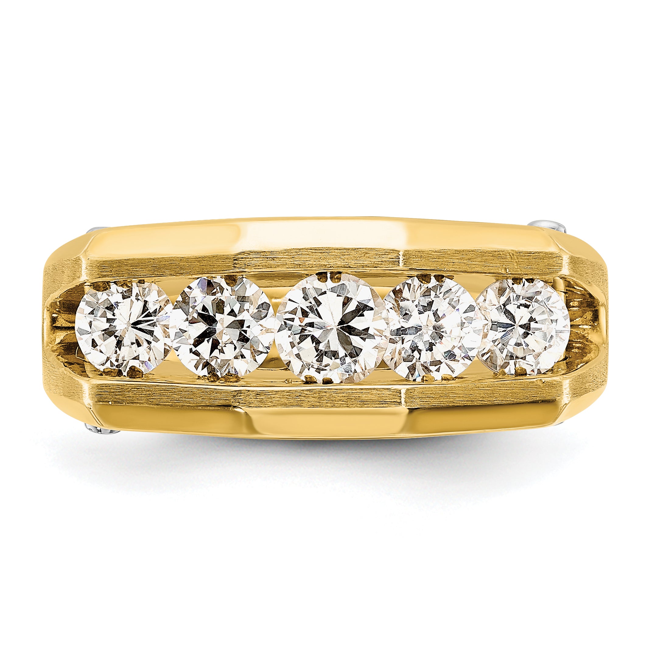 14k Two-tone Five Stone Polished and Satin Men's Ring Mounting, Mounting Only - Sophia Jewelers