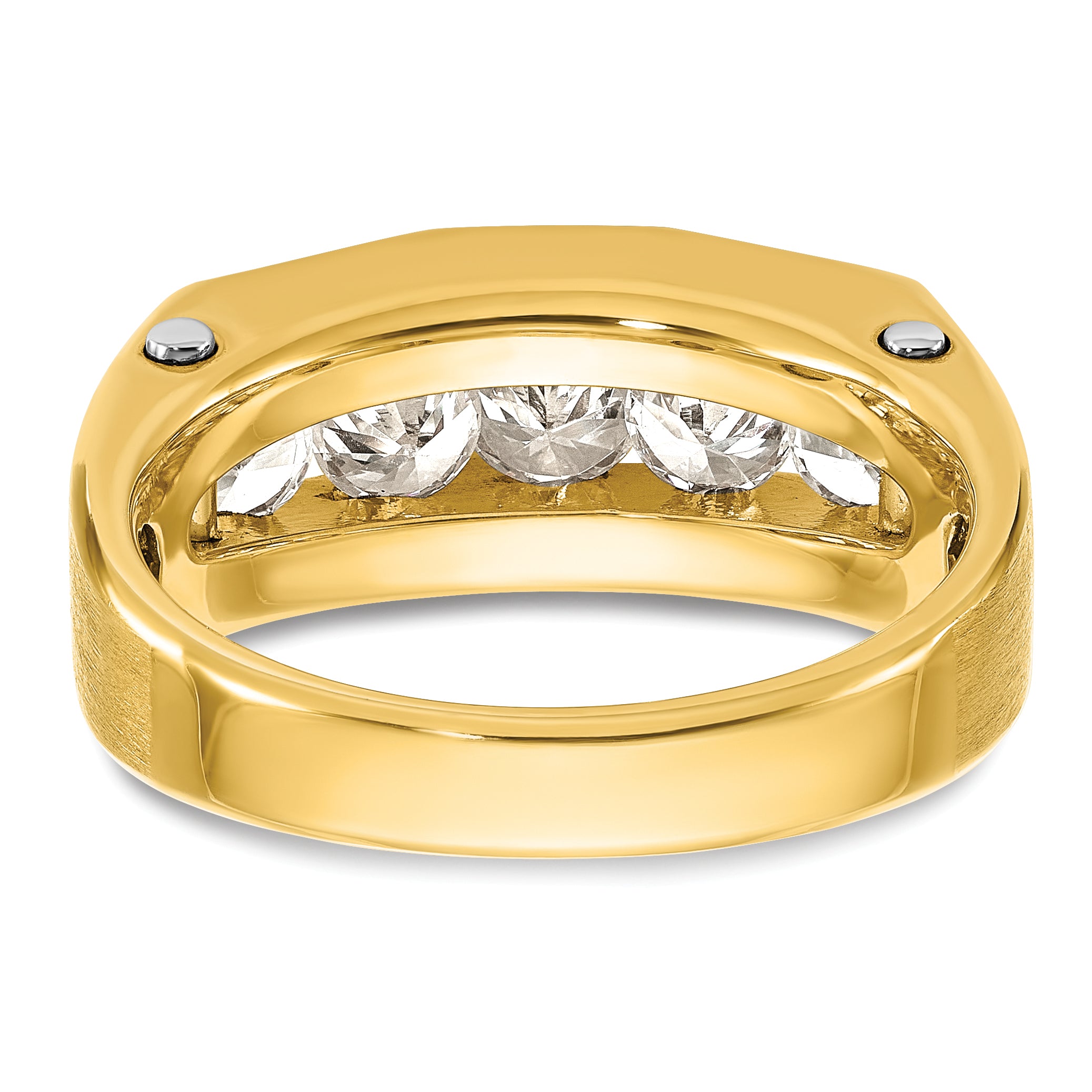 14k Two-tone Five Stone Polished and Satin Men's Ring Mounting, Mounting Only - Sophia Jewelers