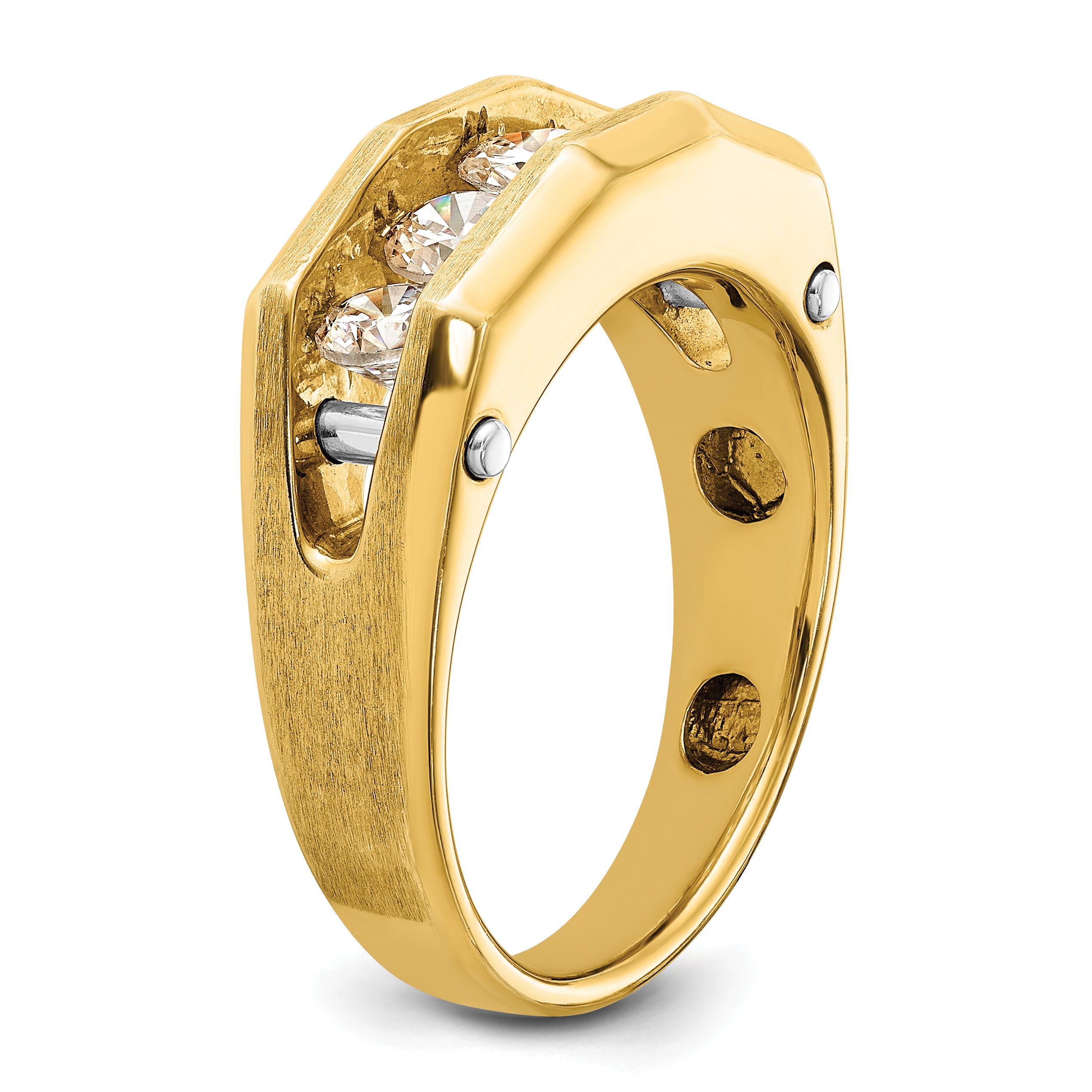 14k Two-tone Five Stone Polished and Satin Men's Ring Mounting, Mounting Only - Sophia Jewelers