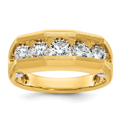 14k Two-tone Men's Polished and Satin 5-Stone Ring Mounting - Sophia Jewelers