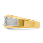 14k Two-tone Mens Polished and Satin 2-Row Ring Mounting, Mounting Only - Sophia Jewelers
