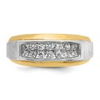 14k Two-tone Mens Polished and Satin 2-Row 1/2 Carat AA Quality Diamond Ring - Sophia Jewelers