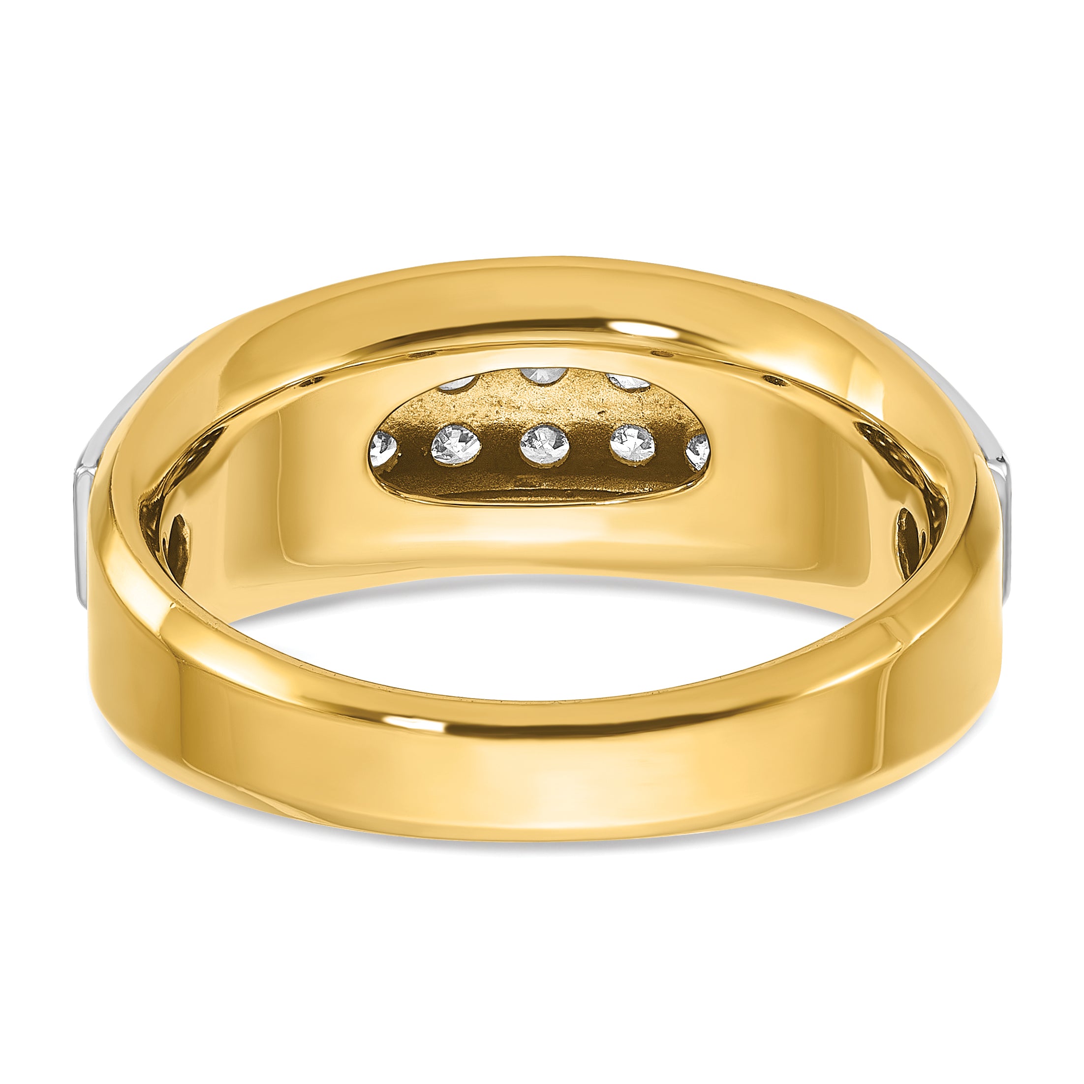 14k Two-tone Mens Polished and Satin 2-Row 1/2 Carat AA Quality Diamond Ring - Sophia Jewelers
