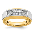 14k Two-tone Mens Polished and Satin 2-Row Ring Mounting, Mounting Only - Sophia Jewelers