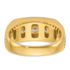 14k Mens Polished and Grooved 3-Stone Ring Mounting, Mounting Only - Sophia Jewelers