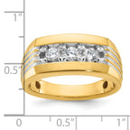 14k Mens Polished and Grooved 3-Stone Ring Mounting, Mounting Only - Sophia Jewelers