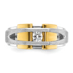 14k Two-tone Mens Polished and Satin Diamond Ring Mounting, Mounting Only - Sophia Jewelers