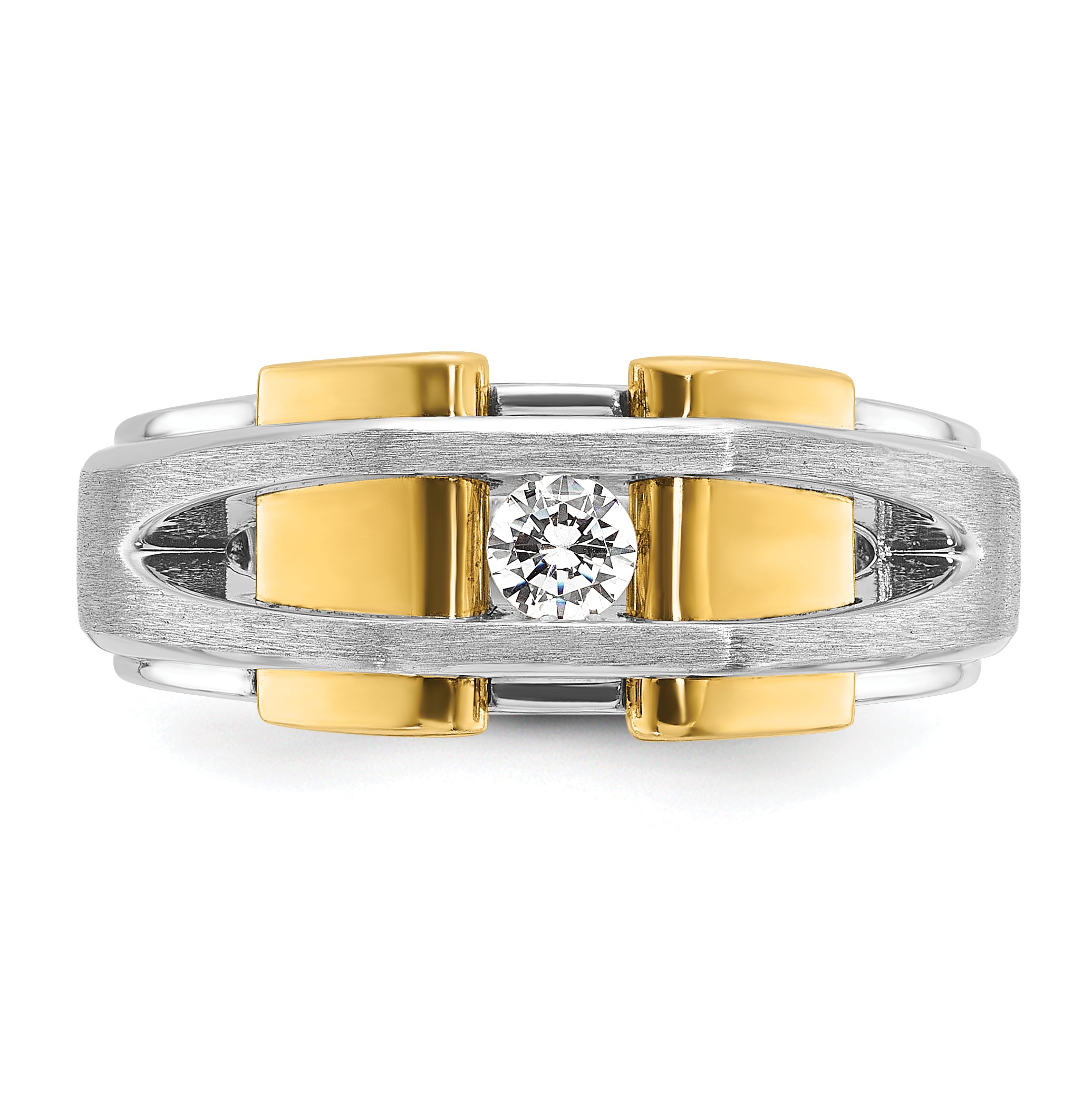 14k Two-tone Mens Polished and Satin Diamond Ring Mounting, Mounting Only - Sophia Jewelers