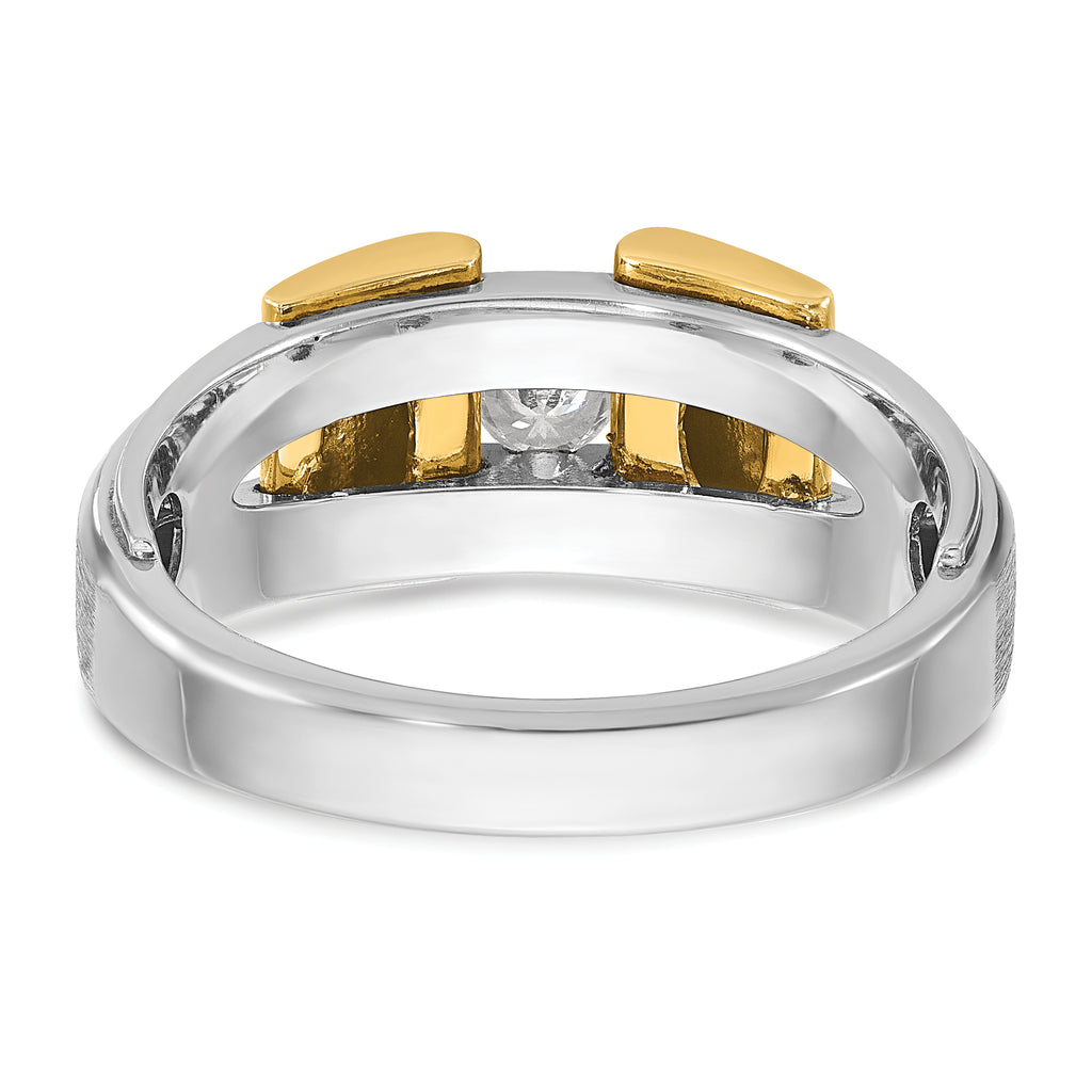 14k Two-tone Mens Polished and Satin 1/5 carat Diamond Complete Ring - Sophia Jewelers