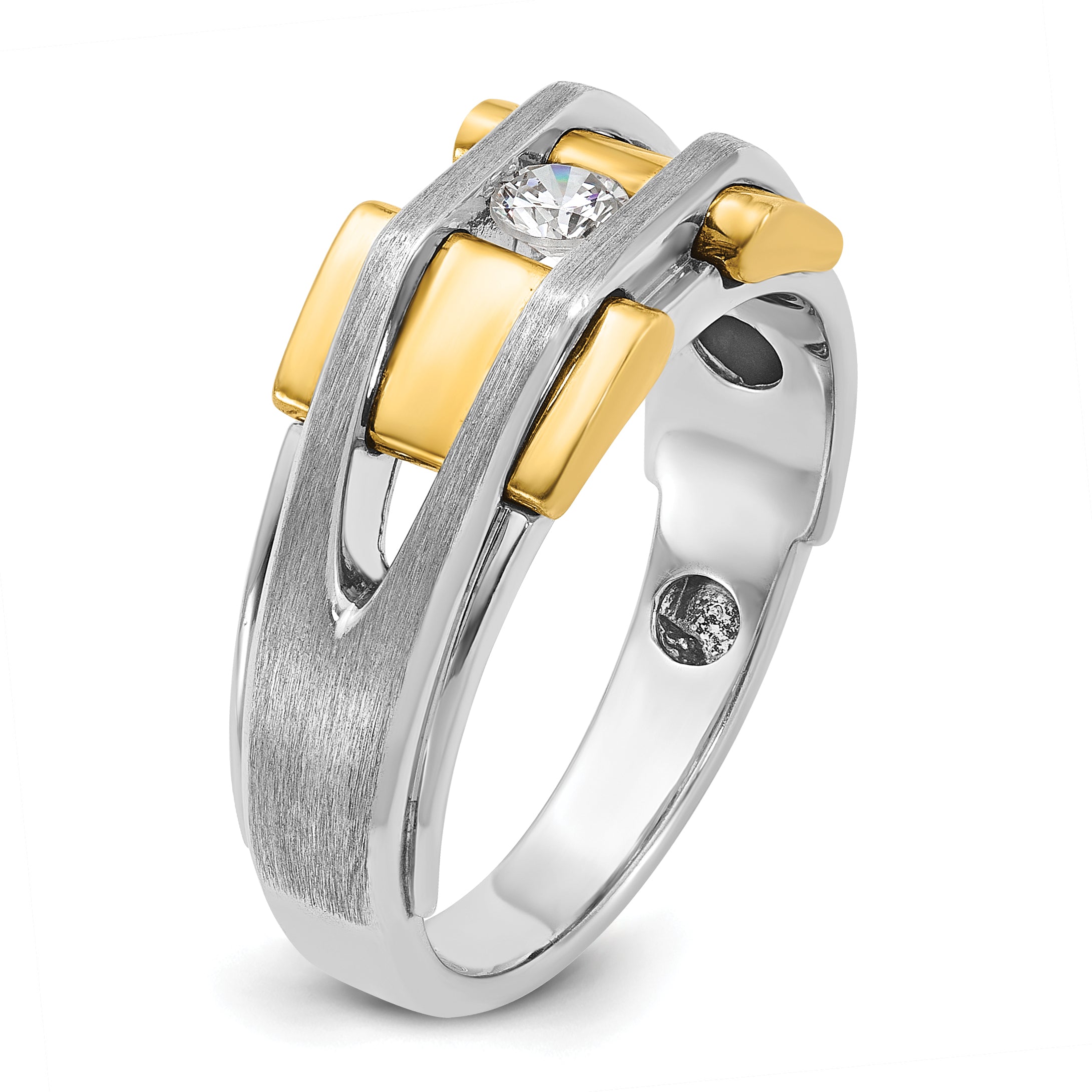14k Two-tone Mens Polished and Satin Diamond Ring Mounting, Mounting Only - Sophia Jewelers