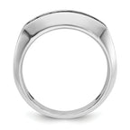 10k White Gold with Black Rhodium Men's Polished Satin and Grooved 1/2 Carat A Quality Black and White Diamond Ring