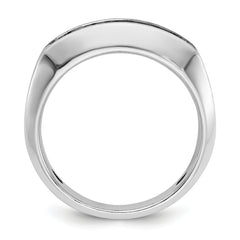 10k White Gold with Black Rhodium Men's Polished Satin and Grooved 1/2 Carat A Quality Black and White Diamond Ring