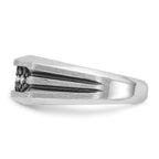 14k White Gold with Black Rhodium Men's Polished Satin and Grooved 1/2 Carat AA Quality Black and Wh - Sophia Jewelers