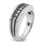 14k White Gold with Black Rhodium Men's Polished Satin and Grooved 1/2 Carat AA Quality Black and Wh - Sophia Jewelers