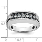 14k White Gold Men's Polished Satin and Grooved Ring Mounting, Mounting Only - Sophia Jewelers