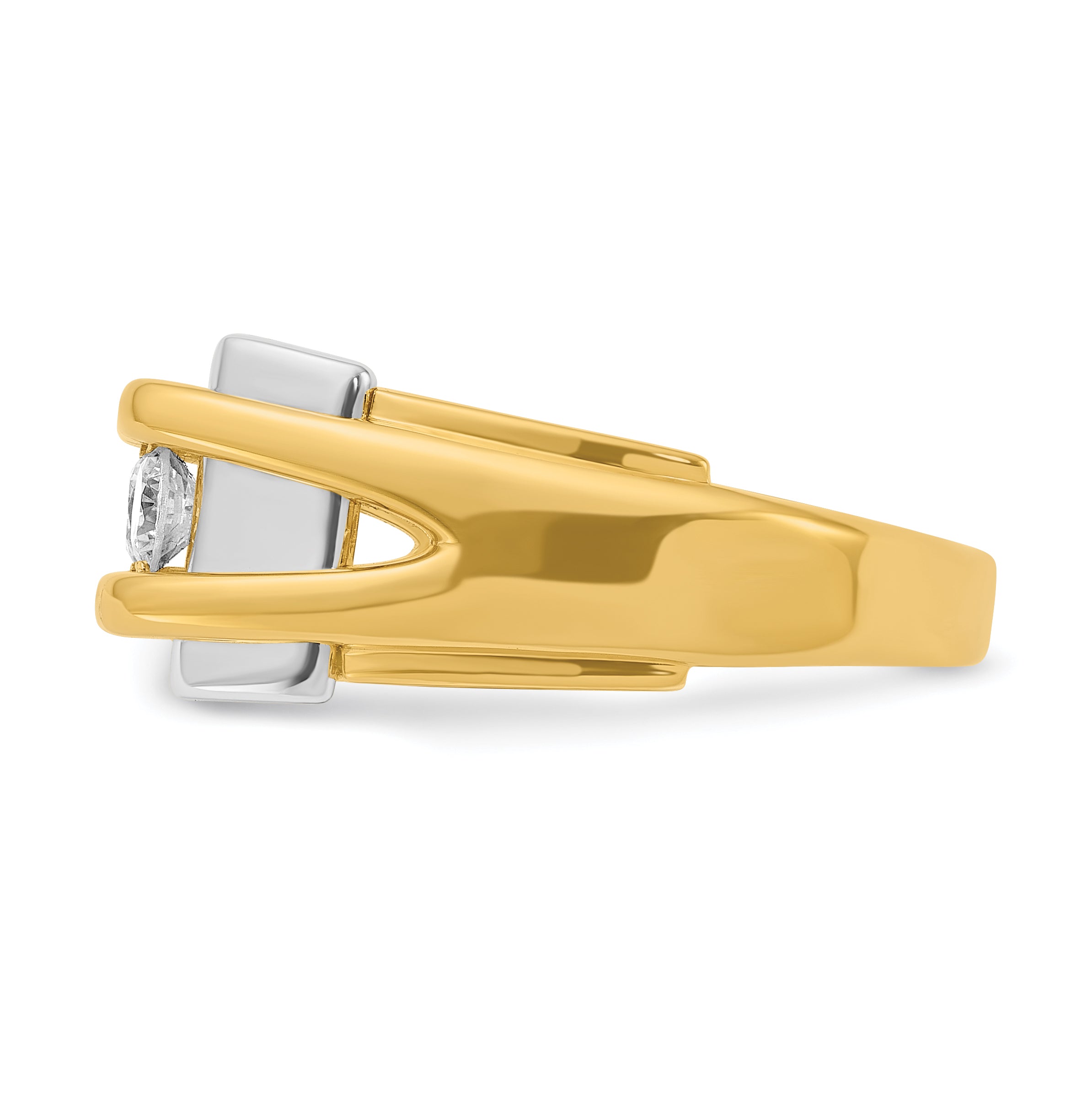 14k Two-tone Mens Polished 3-Stone 1/2 Carat AA Quality Diamond Ring - Sophia Jewelers