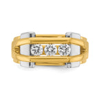 14k Two-tone Mens Polished 3-Stone Ring Mounting, Mounting Only - Sophia Jewelers