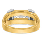 14k Two-tone Mens Polished 3-Stone Ring Mounting, Mounting Only - Sophia Jewelers