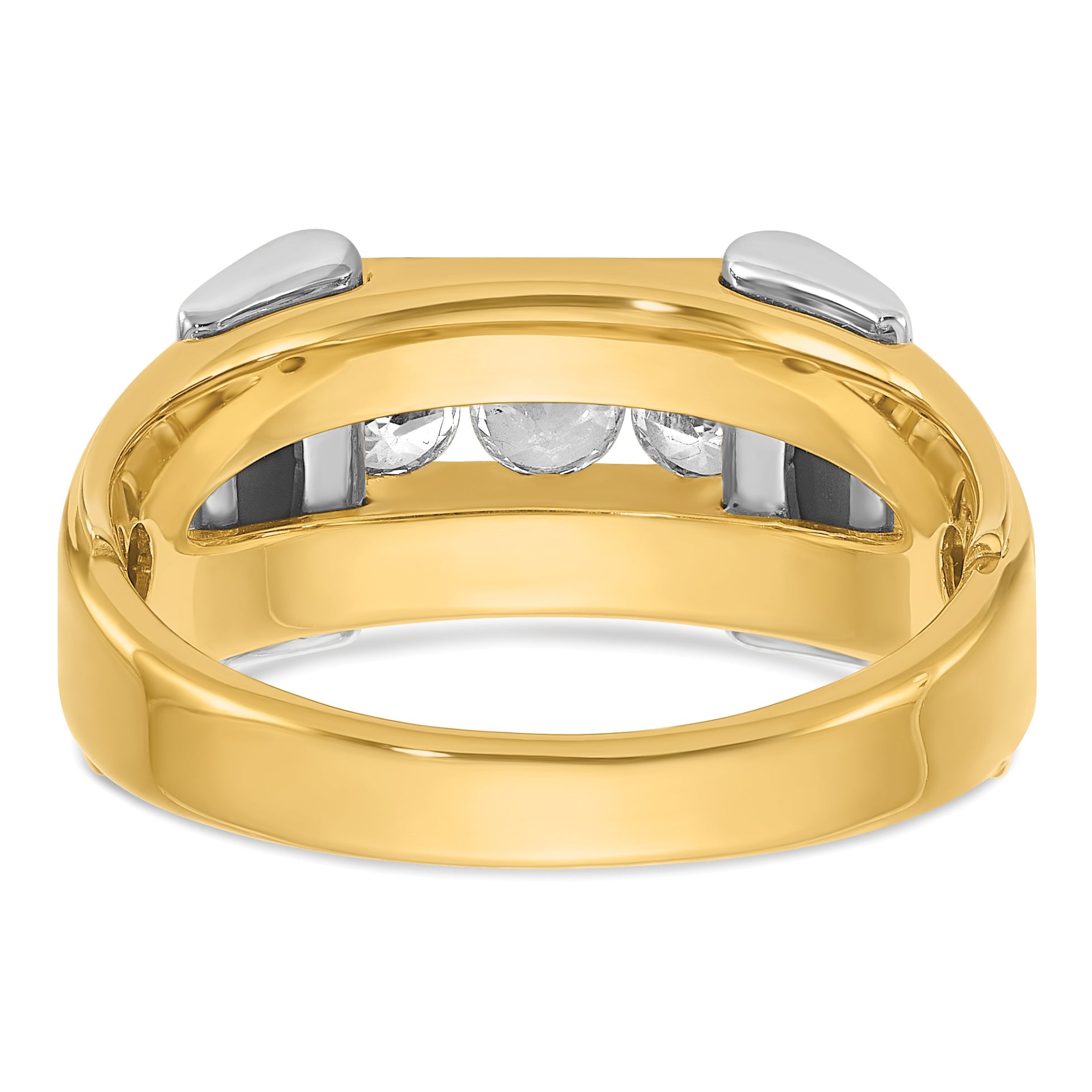 14k Two-tone Mens Polished 3-Stone 1/2 Carat AA Quality Diamond Ring - Sophia Jewelers
