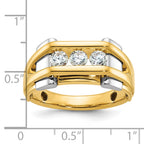 14k Two-tone Mens Polished 3-Stone 1/2 Carat AA Quality Diamond Ring - Sophia Jewelers