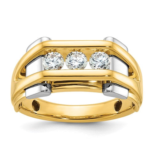 Men's Three-Stone Lab-Grown Diamond Ring in 14K Two-Tone Gold, 8.1mm (1/2 ct. tw.), Size 10 - Sophia Jewelers Main image
