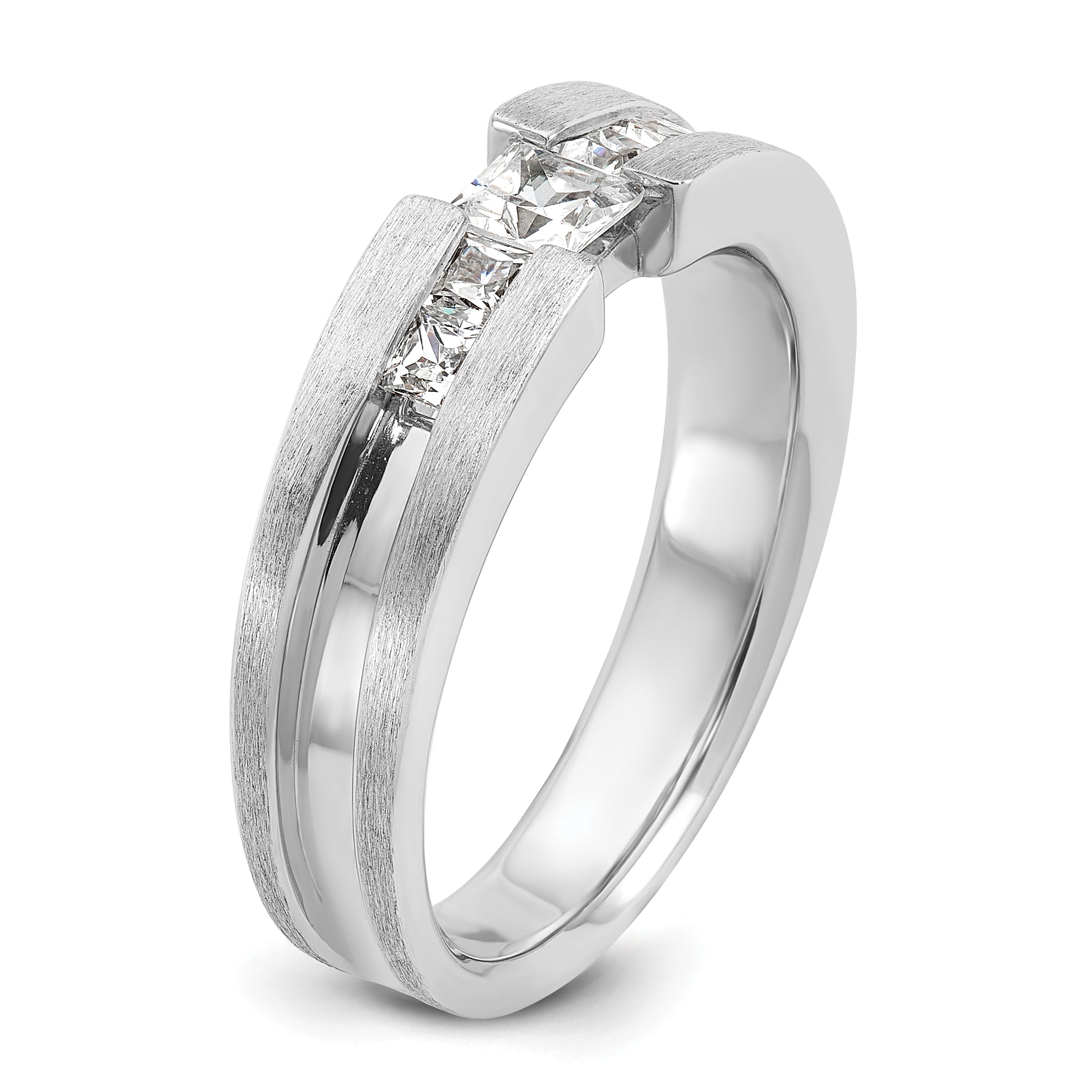 14k White Gold Mens 3/4 carat Diamond Complete Ring - Sophia Jewelers