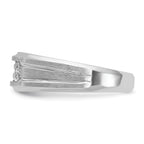 14k White Gold Men's Polished Satin and Grooved Ring Mounting, Mounting Only - Sophia Jewelers