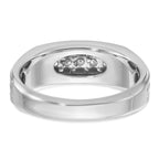 14k White Gold Men's Polished Satin and Grooved Ring Mounting, Mounting Only - Sophia Jewelers