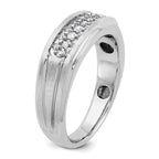 14k White Gold Men's Polished Satin and Grooved Ring Mounting, Mounting Only - Sophia Jewelers