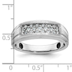 14k White Gold Mens Polished Satin and Grooved 1/4 Carat AA Quality Diamond Ring - Sophia Jewelers