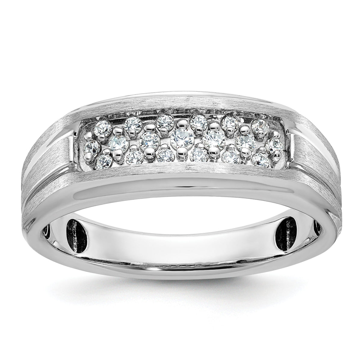 Men's Diamond Grooved Ring in 14K White Gold (1/4 ct. tw.), Size 10 - Sophia Jewelers Main image